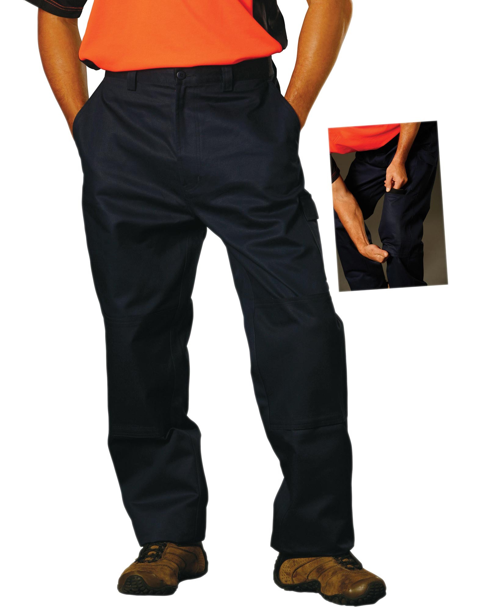 Men's Cotton Drill Cargo Pants With Knee Pads