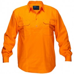Solid Orange Regular Cotton Shirt 185gsm Closed Front